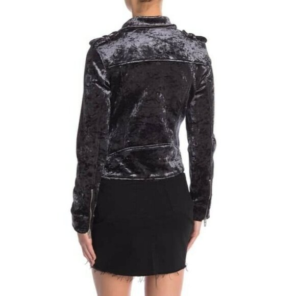 ❤️BLANKNYC Gray Velvet Moto Jacket Womens XS Biker Shinny Side Zip Biker Party❤️ - Picture 5 of 8